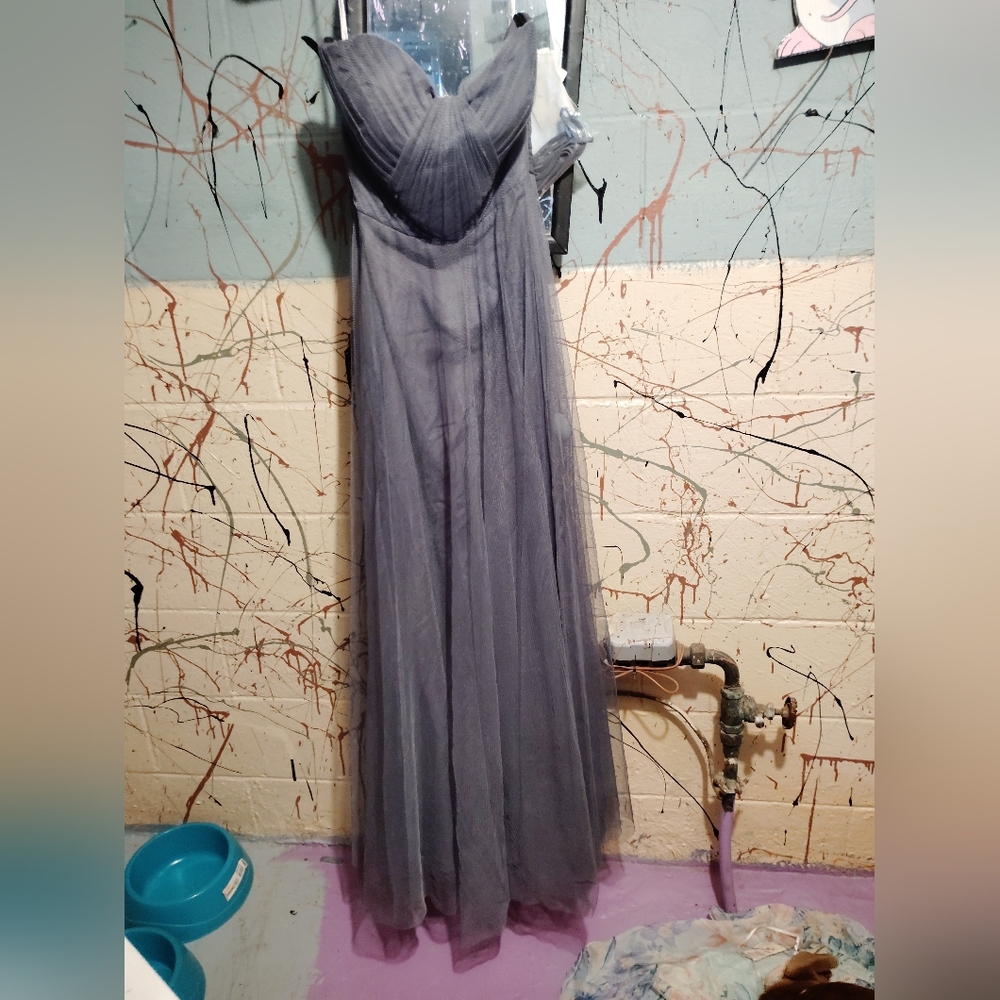 Elegant Strapless Gray Maxi Dress